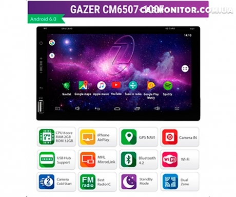Универсальная магнитола Gazer CM6007-100F Android, функционал