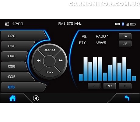 Меню штатной магнитолы  Phantom DVM-3002G i6